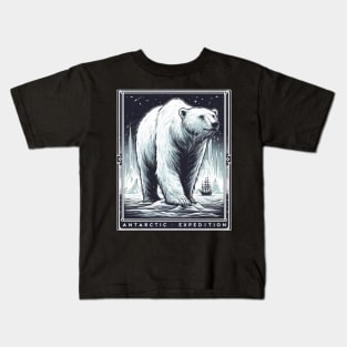 Monochromatic Antarctic Expedition Polar Bear Kids T-Shirt